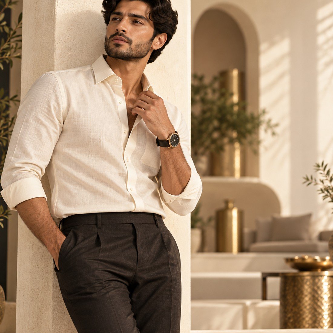 Smart Casual Ivory Shirt alternate view — BrandYatra Clothing